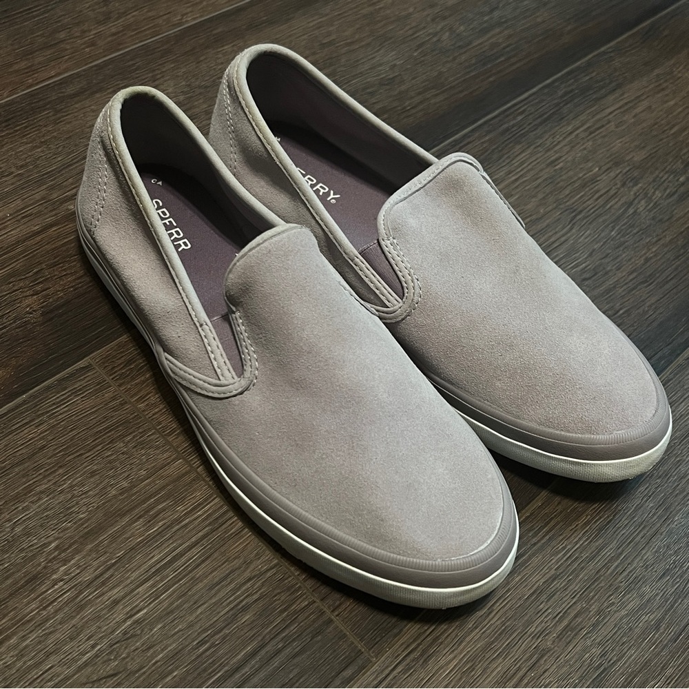 SPERRY Women's Crest Twin Gore Slip On Sneaker, Gray Size- 9.5